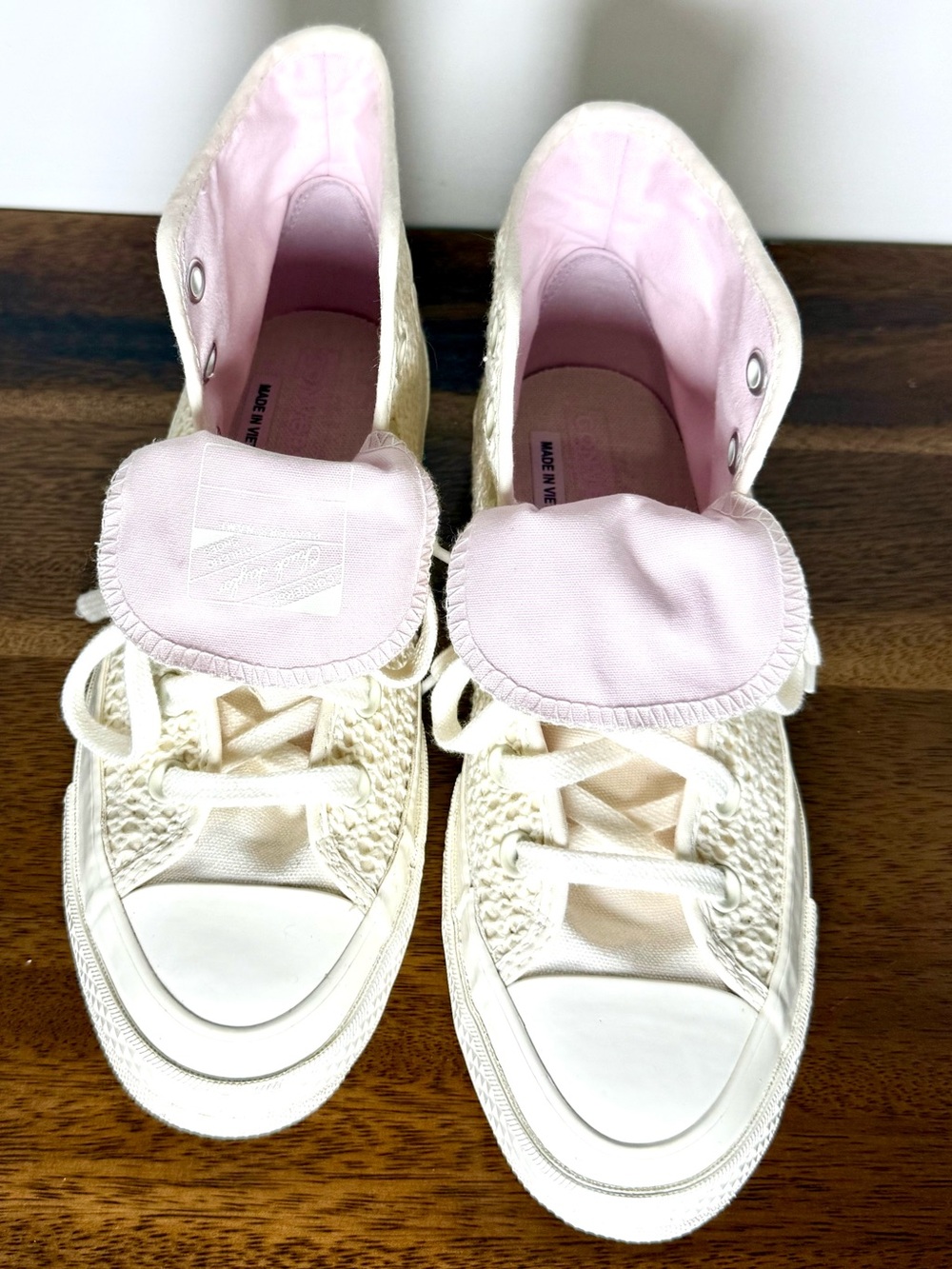 Converse Chuck 70 Crochet High Top Sneakers Cream Pink Women’s 8 - Picture 1 of 9